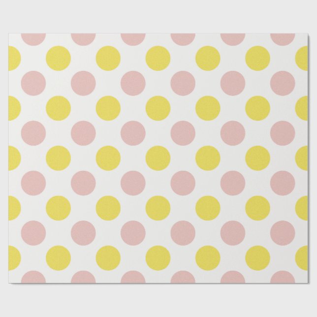 Cute Yellow and Pink Polka Dot  Wrapping Paper (Flat)