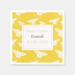 Cute Yellow And White Butterfly Napkins