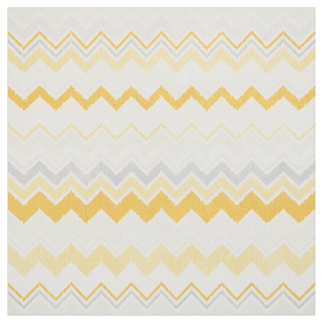 Cute yellow and white ikat chevron pattern fabric (Swatch)