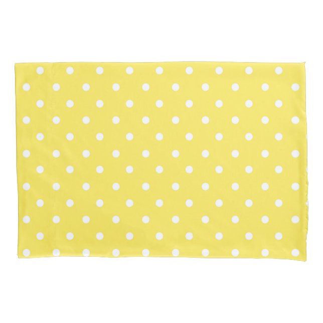 Cute Yellow and White Polka Dots Pillowcase (Front)