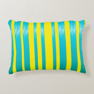 Cute yellow aqua stripes decorative cushion