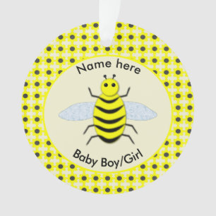 Cute Yellow Baby Bee Custom First Christmas Ornament