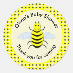 Cute Yellow Baby Bee Gender Neutral Baby Shower Classic Round Sticker