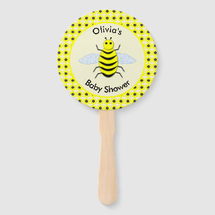 Cute Yellow Baby Bee Gender Neutral Baby Shower Hand Fan