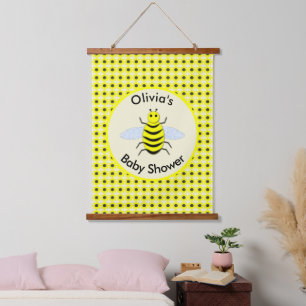 Cute Yellow Baby Bee Gender Neutral Baby Shower Hanging Tapestry