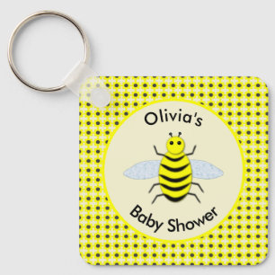 Cute Yellow Baby Bee Gender Neutral Baby Shower Key Ring