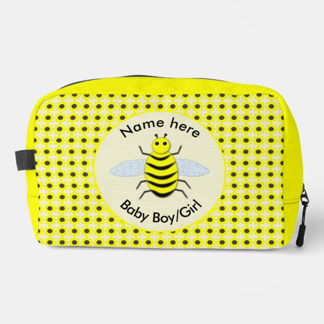Cute Yellow Baby Bee Gender Neutral Custom Dopp Kit (Front)