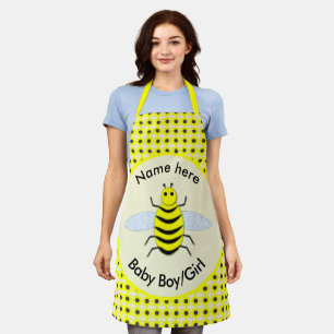 Cute Yellow Baby Bee Gender Reveal Neutral Custom Apron