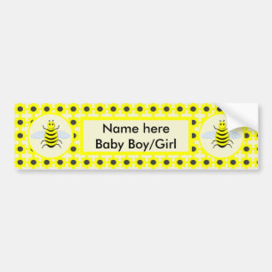 Cute Yellow Baby Bee Gender Reveal Neutral Custom Bumper Sticker
