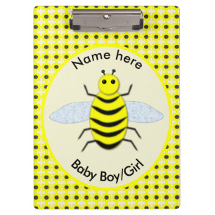 Cute Yellow Baby Bee Gender Reveal Neutral Custom Clipboard