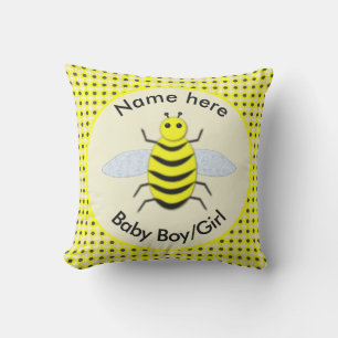 Cute Yellow baby Bee Gender Reveal Neutral Custom Cushion