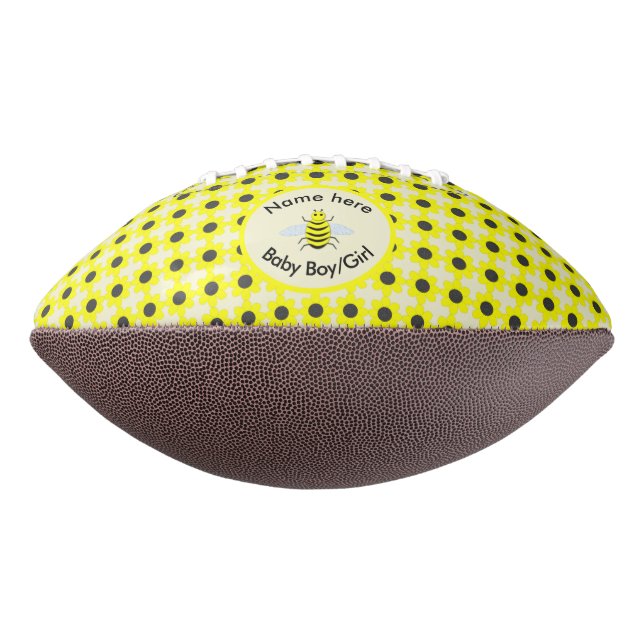 Cute Yellow Baby Bee Gender Reveal Neutral Custom Football (Rotated 270)