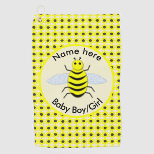 Cute Yellow Baby bee Gender Reveal Neutral Custom Golf Towel
