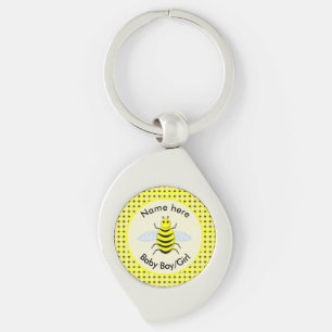 Cute Yellow Baby Bee Gender Reveal Neutral Custom Key Ring