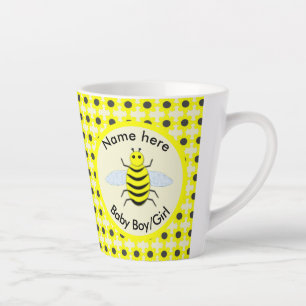 Cute Yellow Baby Bee Gender Reveal Neutral Custom Latte Mug