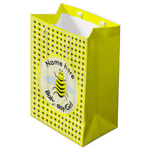 Cute Yellow Baby Bee Gender Reveal Neutral Custom Medium Gift Bag