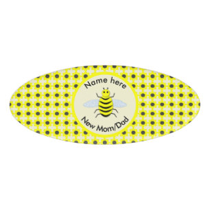 Cute Yellow Baby Bee Gender Reveal Neutral Custom Name Tag