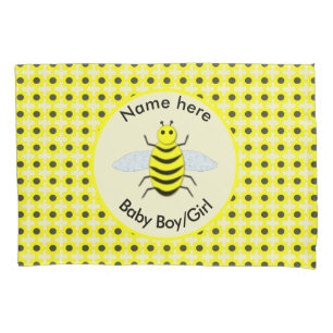Cute Yellow Baby Bee gender Reveal Neutral Custom Pillowcase