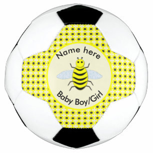 Cute Yellow Baby Bee Gender Reveal Neutral Custom Soccer Ball