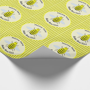 Cute Yellow Baby Bee Gender Reveal Neutral Custom Wrapping Paper
