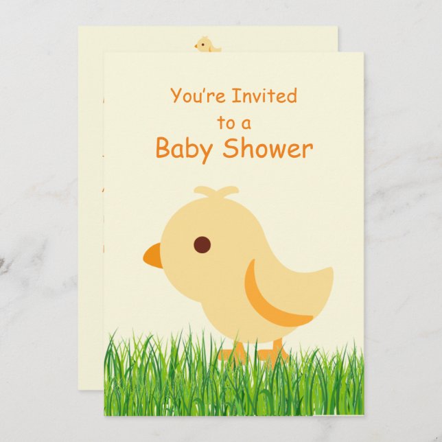 Cute Yellow Baby Chick Baby Shower Invitation (Front/Back)