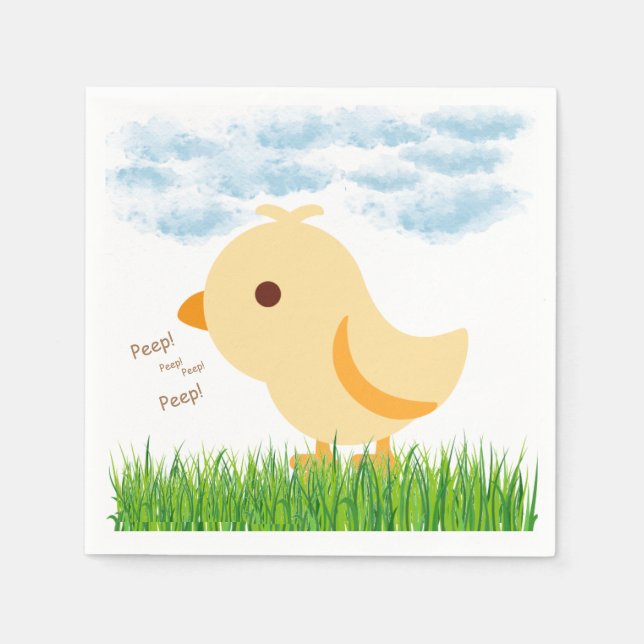 Cute Yellow Baby Chick Baby Shower Napkin (Front)