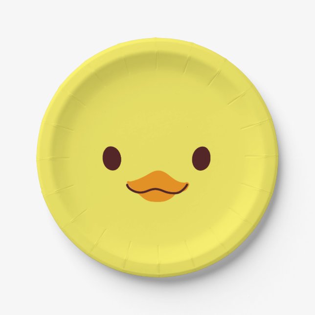 Cute Yellow Baby Duck Chick Paper Plate (Front)