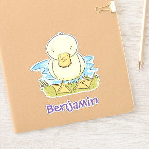 Cute yellow baby duckling cartoon illustration