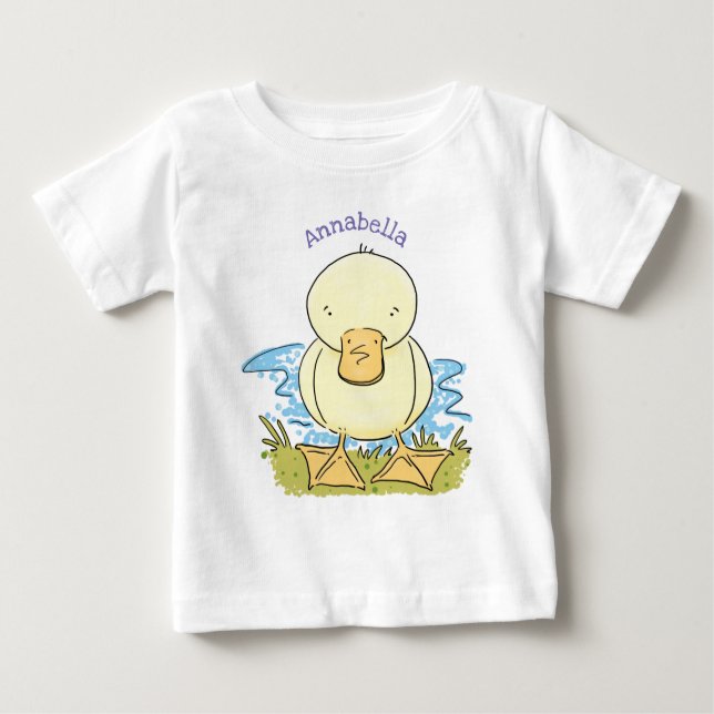 Cute yellow baby duckling cartoon illustration baby T-Shirt (Front)