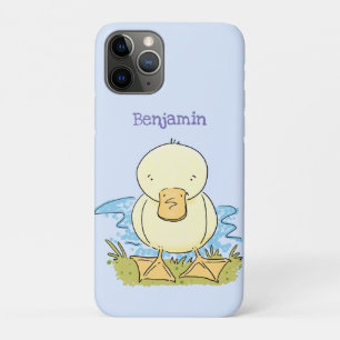 Cute yellow baby duckling cartoon illustration iPhone 11 pro case