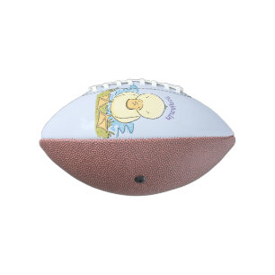 Cute yellow baby duckling cartoon illustration football