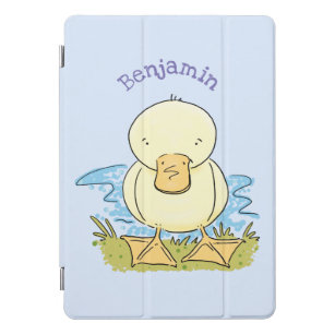 Cute yellow baby duckling cartoon illustration iPad pro cover