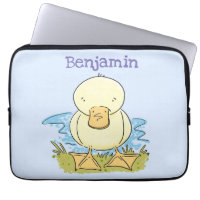 Cute yellow baby duckling cartoon illustration
