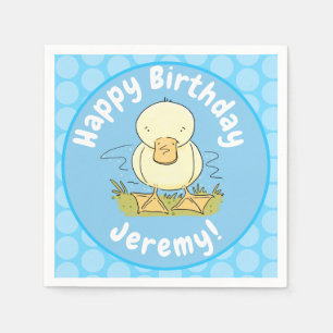 Cute yellow baby duckling cartoon illustration napkin
