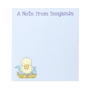 Cute yellow baby duckling cartoon illustration notepad