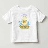 Cute yellow baby duckling cartoon illustration