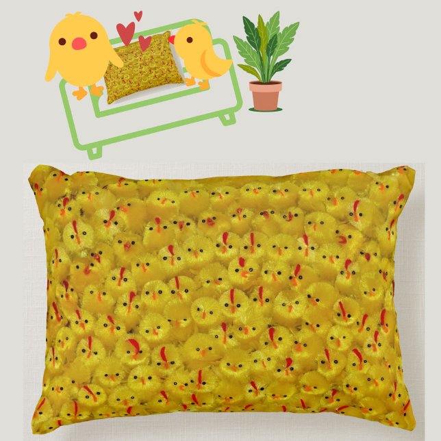 Cute Yellow Baby Easter Chicks Bright Pattern Decorative Cushion (A cheerful, colorful, springtime throw pillow, featuring a cute pattern of yellow baby chicks!)