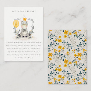 Cute Yellow Baby Zebra Fauna Books For Baby Shower Enclosure Card