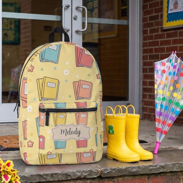 Cute Yellow Back to School Book Pattern  Printed Backpack (Creator Uploaded)