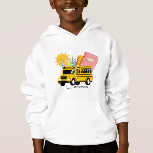 Cute yellow back to school bus boy custom name