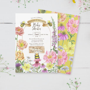 Cute Yellow Bee and Wildflower Coed Baby Shower  Invitation