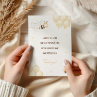 Cute Yellow Bee Honey First Bee-day Thank You Card