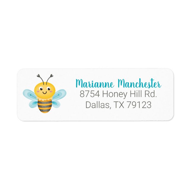 Cute Yellow Bee Return Address Label (Front)