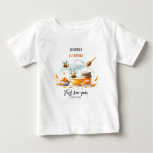 Cute Yellow Bee & Sunflower 1st Bee-Day Birthday Baby T-Shirt
