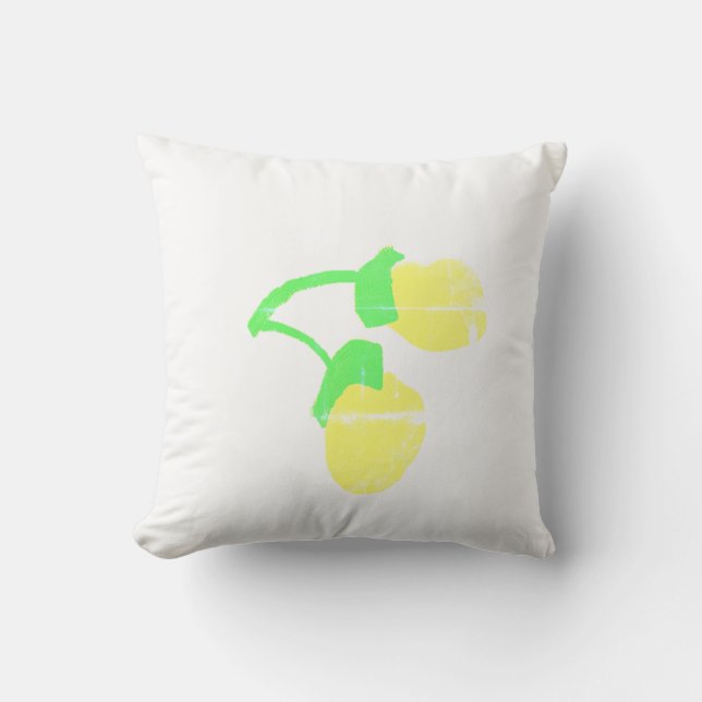 Cute Yellow Berries Throw Pillow Cushion (Front)
