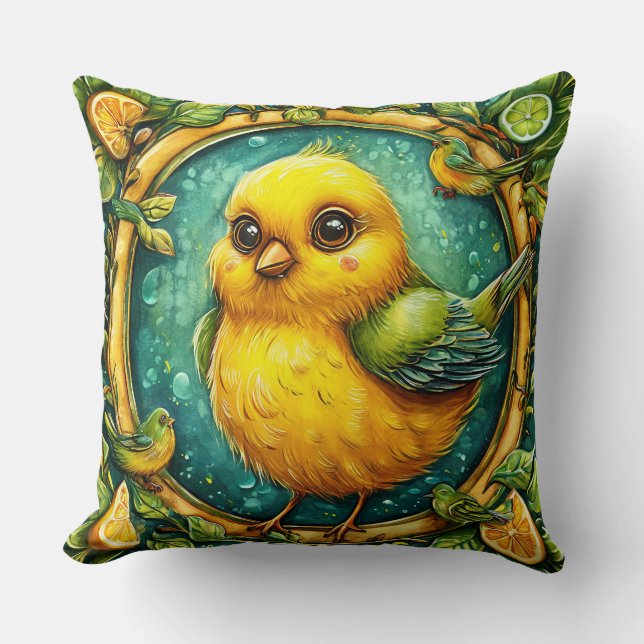 Cute yellow bird cushion (Front)