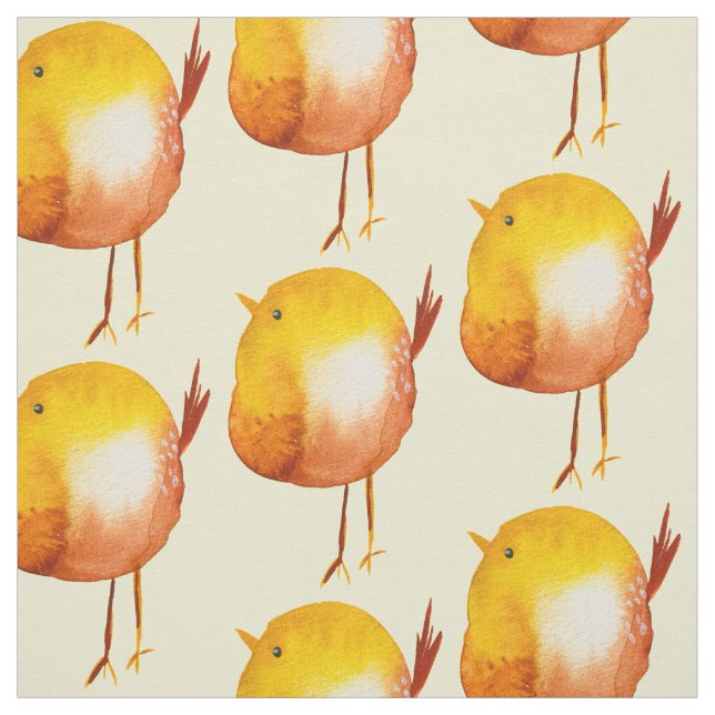 Cute yellow bird watercolor fabric (Swatch)