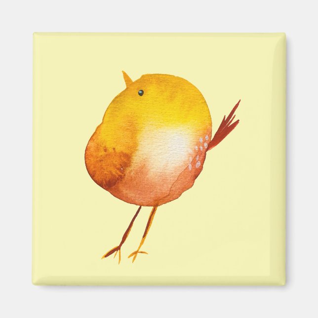 Cute yellow bird watercolor magnet (Front)