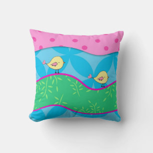 Cute Yellow Birds Colourful and Bright Pillow