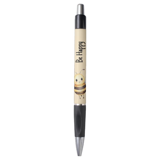 Cute Yellow Black Be Happy Bee (Front Vertical)